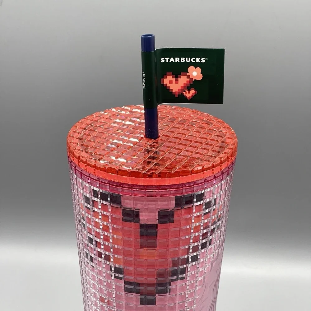 Starbucks Valentine's Cold Cup 2025 8 Bit Hearts‎ 24oz Love Heart
